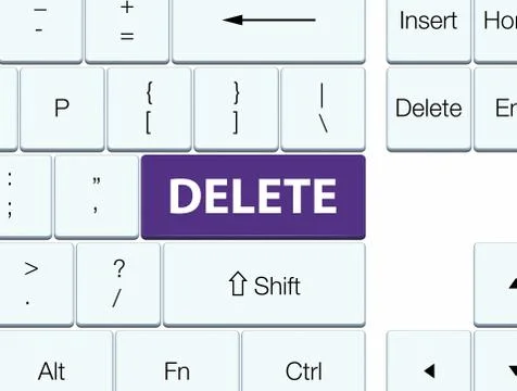 Delete purple keyboard button Stock Illustration