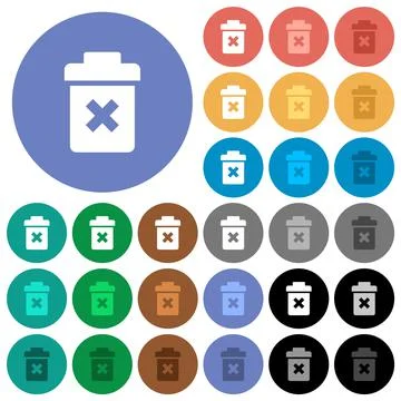 Delete round flat multi colored icons Stock Illustration