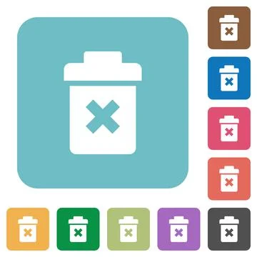 Delete rounded square flat icons Illustrazione stock
