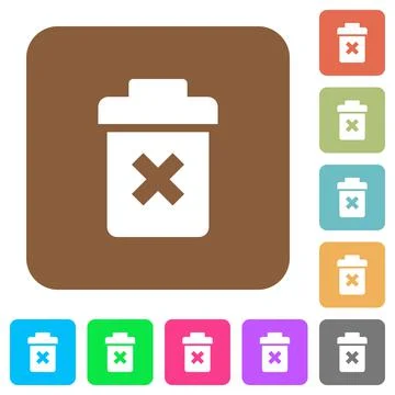 Delete rounded square flat icons Stock Illustration