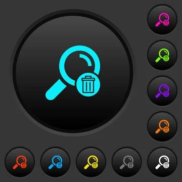 Delete search dark push buttons with color icons Stock Illustration