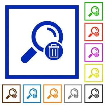 Delete search flat framed icons Illustrazione stock