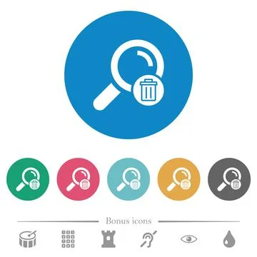 Delete search flat round icons Stock Illustration