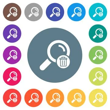 Delete search flat white icons on round color backgrounds Stock Illustration