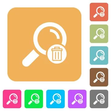Delete search rounded square flat icons Stock Illustration