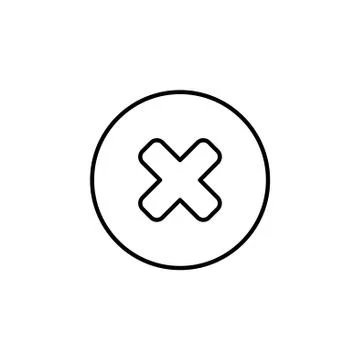 Delete sign, line icon. Remove black on white background Illustrazione stock