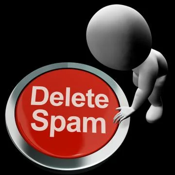 Delete spam button showing removing unwanted junk email 스톡 일러스트