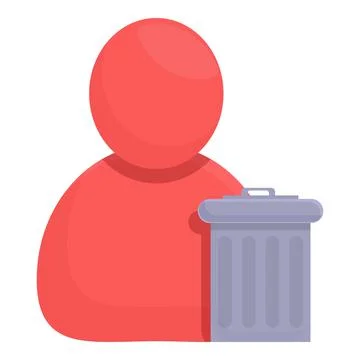 Delete user garbage icon, cartoon style 스톡 일러스트