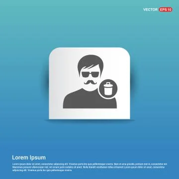 Delete user icon.  - Blue Sticker button Stock Illustration