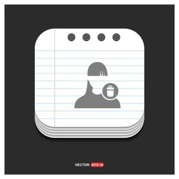 Delete user icon.  Gray icon on Notepad Style template Vector EPS 10 Free Ico Illustrazione stock