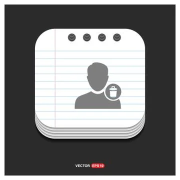 Delete user icon.  Gray icon on Notepad Style template Vector EPS 10 Free Ico Illustrazione stock