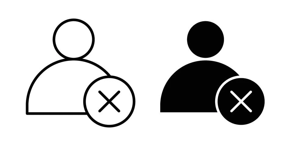 Delete user icon. Outline, flat icons Stock Illustration
