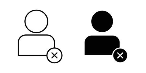 Delete user icon symbol. Vector illustration pack in black color. Stock Illustration