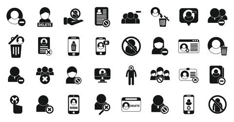 Delete user icons set simple vector. Access avatar Stock Illustration
