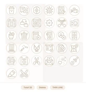 Delete Vector Icon Arsenal with 32 64x64 Thin Line Editable designs Stock Illustration