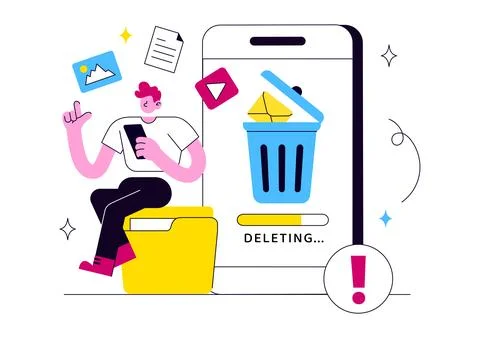 Delete Vector Illustration Featuring Digital File Removal, Trash Bin, Unwan.. Illustrazione stock