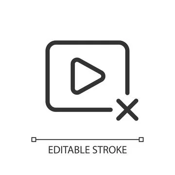 Delete video pixel perfect linear ui icon Stock Illustration