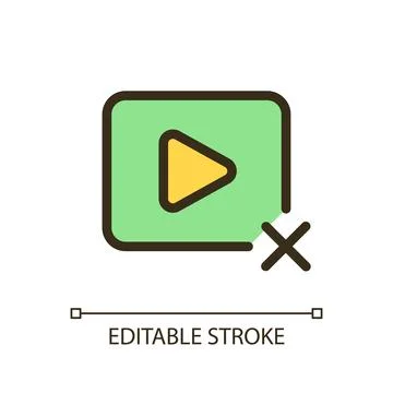 Delete video pixel perfect RGB color ui icon Illustrazione stock