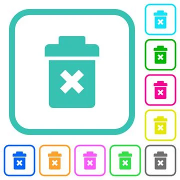 Delete vivid colored flat icons Illustrazione stock