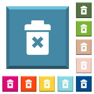 Delete white icons on edged square buttons Stock Illustration