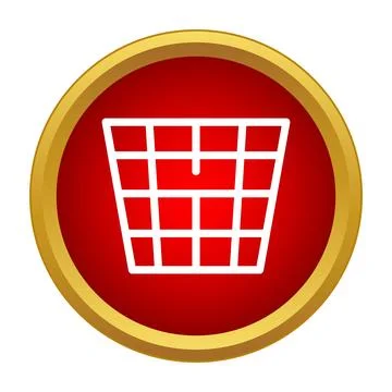 Deleted empty basket icon in red circle 스톡 일러스트