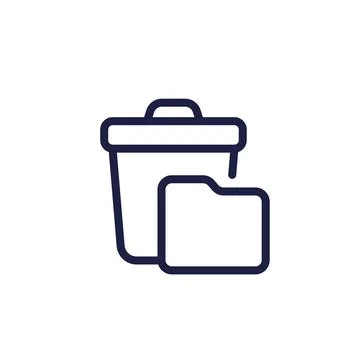 Deleted file folder line icon with a recycle bin, vector Stock Illustration