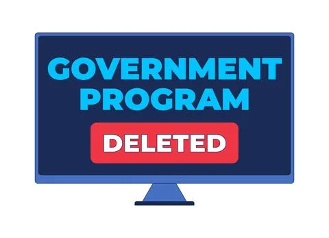 Deleted government program computer alert 2D cartoon clip art Stockillustratie