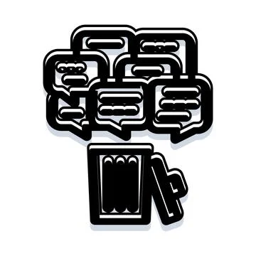 Deleting chat messages sending communication to trash Stock Illustration
