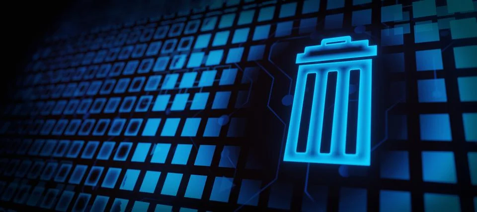 Deleting data with computer trash with circuit board technology イラスト素材