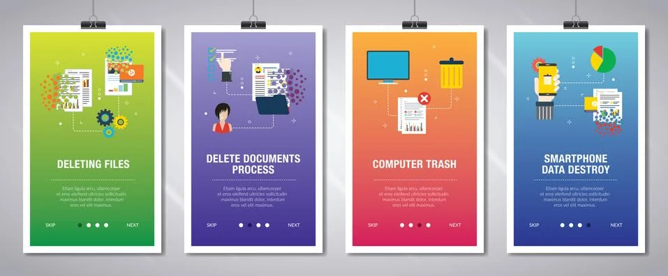 Deleting data files and documents. Stock Illustration