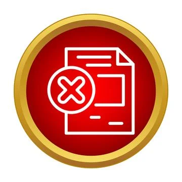 Deleting document with cross mark icon on red circle 库存插图