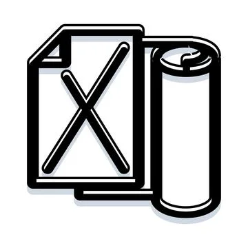 Deleting document icon with paper roll symbol Illustrazione stock