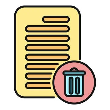 Deleting document with trash can icon outlining data removal Illustrazione stock