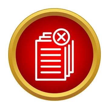 Deleting documents icon on red button Stock Illustration
