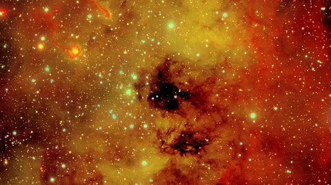 Deleting from an evil eye of a red-yellow gas-and-dust nebula Stock Footage 48752806
