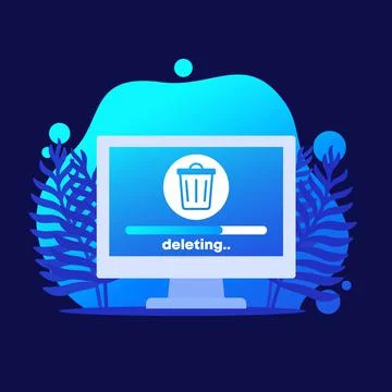 Deleting files in a computer vector icon Stock Illustration