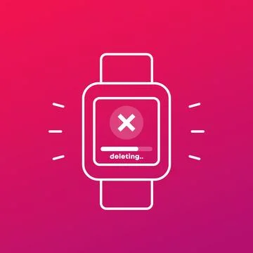 Deleting files, erasing data icon with smart watch Stock Illustration