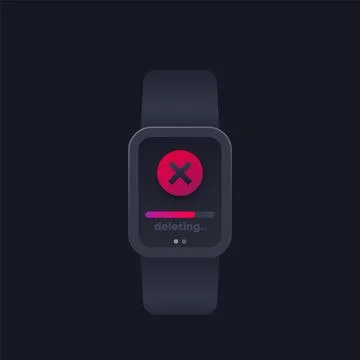 Deleting files, erasing data in smart watch Stock Illustration