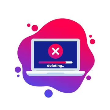 Deleting files, erasing data vector icon Stock Illustration