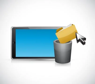 Deleting files form a tablet computer. concept Illustrazione stock