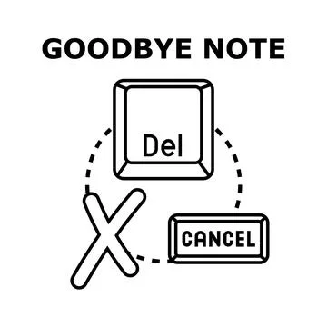 Deleting goodbye note concept with computer delete key Illustration