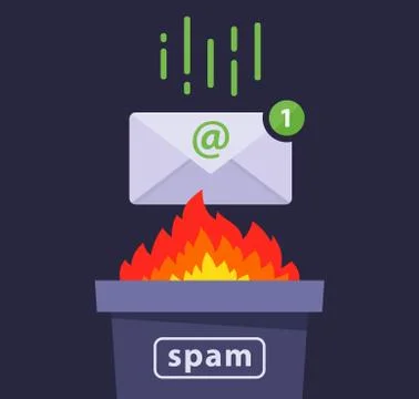 Deleting spam messages from e-mail. protection against a computer virus. Illustrazione stock