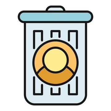 Deleting user account profile with trash bin icon Stock Illustration