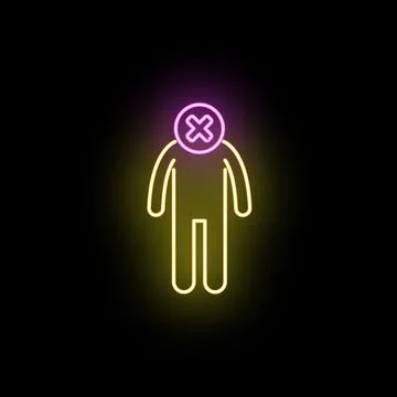 Deleting user profile icon with neon glowing effect Stock Illustration