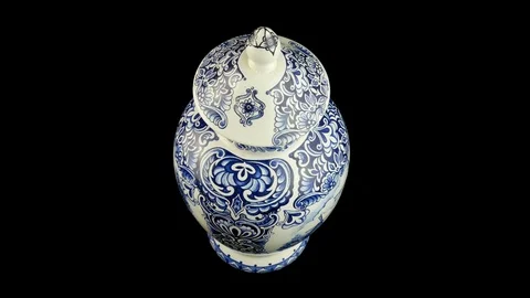 Delft Blue vase with windmill, rotating 스톡 동영상 92386335