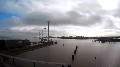 Delfzijl Windmill time lapse  Video stock 68066648