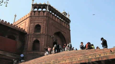 Delhi approach to Friday Mosque c Stock Footage 24658811