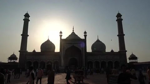 DELHI, INDIA - front view of jama mosque in delhi, india Stock Footage 168746607