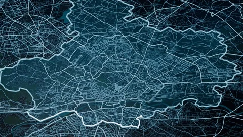 Delhi India Glowing Digital Map Animation 4K Stock Footage 337031507