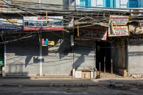 Delhi, India. Old building pattern in chandni chowk Stock Photos